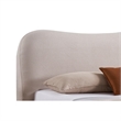 Benjara Diy California King Bed-Low Profile Camelback Headboard-Ivory Upholstery