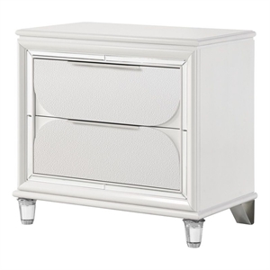 Benjara Rara 30&quot Nightstand- 2 Drawers- Mirror Trim- Acrylic Legs- White