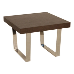 Benjara Ien 28&quot Side End Table- Square Top- Metal Sled Legs- Espresso Brown