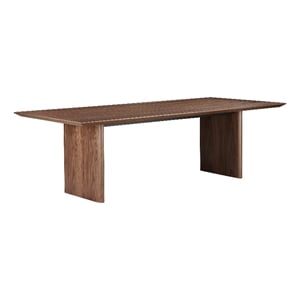 Benjara Tommy 94&quot Dining Table- Rectangular Top- Wide Panel Legs- Walnut Brown