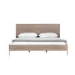 Benjara Noe Billy Queen Size Platform Bed-Panel Headboard-Brown Oak-Steel Metal