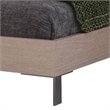 Benjara Noe Billy Queen Size Platform Bed-Panel Headboard-Brown Oak-Steel Metal