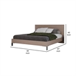 Benjara Noe Billy Queen Size Platform Bed-Panel Headboard-Brown Oak-Steel Metal