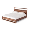 Benjara Lena California King Size Platform Bed-Open Panel Headboard-Walnut Brown