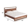 Benjara Lena California King Size Platform Bed-Open Panel Headboard-Walnut Brown