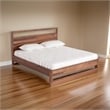 Benjara Lena California King Size Platform Bed-Open Panel Headboard-Walnut Brown