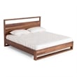 Benjara Lena California King Size Platform Bed-Open Panel Headboard-Walnut Brown