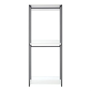 Benjara Cox Modular Closet System- 2 Hanging Rods- White Shelves- Black Metal