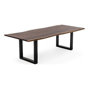 Benjara Cid Xue 102&quot Dining Table- Live Edge- Rectangular- Metal- Brown- Black