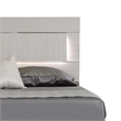 Benjara Cid Aiza Queen Platform Bed- LED Lighted Headboard- Chrome Acrylic- Gray