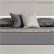 Benjara Cid Aiza Queen Platform Bed- LED Lighted Headboard- Chrome Acrylic- Gray