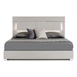 Benjara Cid Aiza Queen Platform Bed- LED Lighted Headboard- Chrome Acrylic- Gray