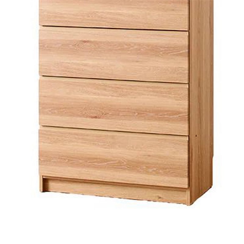 Benjara Dee Modular Closet System- 1 Metal Hanging Rod and 4 Drawers- Oak Brown