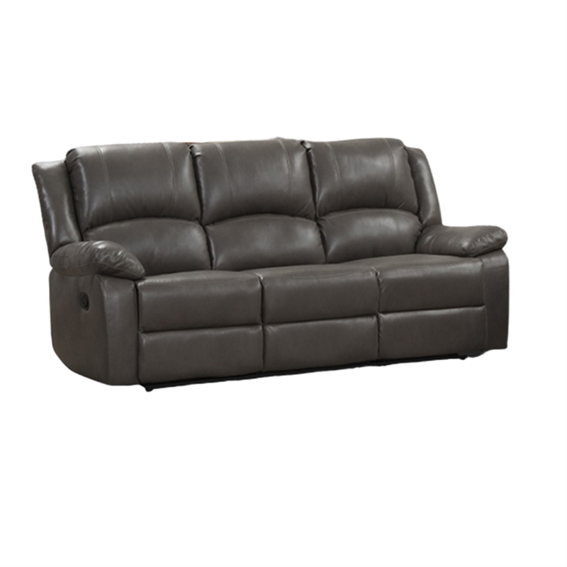 Benjara Lizzy Sofa and Loveseat Set- Manual Reclining- Solid Wood- Gray Leather