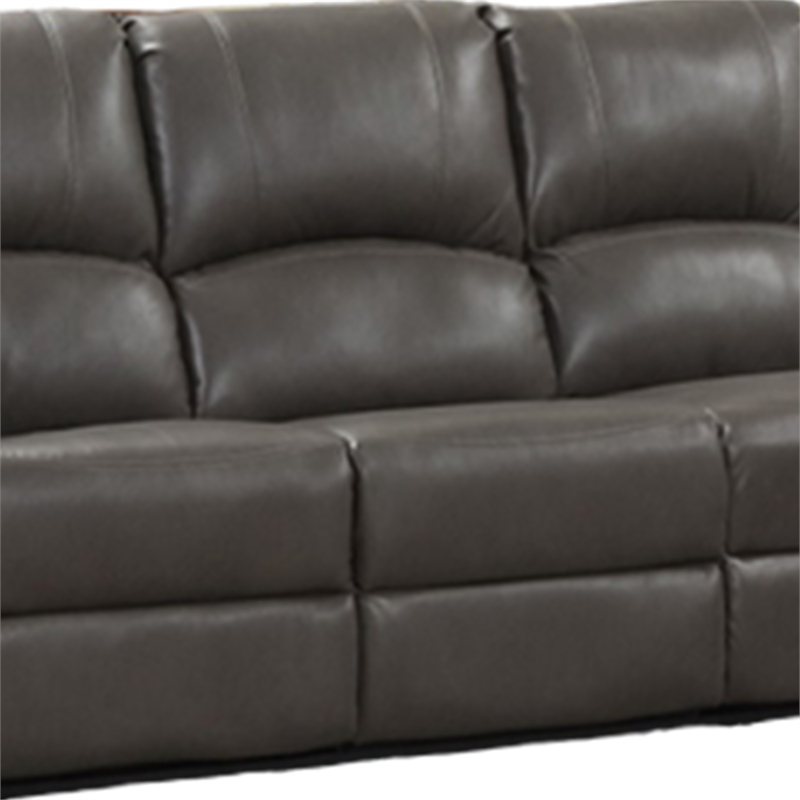 Benjara Lizzy Sofa and Loveseat Set- Manual Reclining- Solid Wood- Gray Leather
