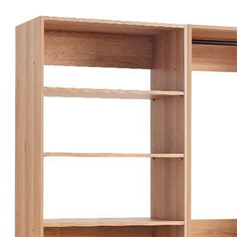 Benjara Dee Modular Closet System- 3 Clothing Racks- 6 Shelves in Oak Brown Wood