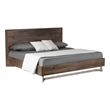 Benjara Cabi King Platform Bed- Solid Oil Rubbed Aged Oak- Rustic Brown Finish