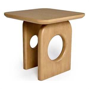 Benjara Noe Ohan 22&quot Side End Table- Square Top- Light Brown Solid Rubberwood