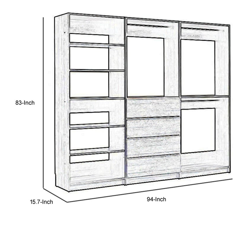 Benjara Dee Modular Freestanding Closet System- 4 Drawers- 5 Shelves- Dark Gray