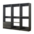 Benjara Dee Modular Closet System- 4 Clothing Racks- 2 Drawers- Dark Gray Wood