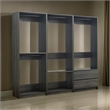 Benjara Dee Modular Closet System- 4 Clothing Racks- 2 Drawers- Dark Gray Wood