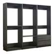Benjara Dee Modular Closet System- 4 Clothing Racks- 2 Drawers- Dark Gray Wood