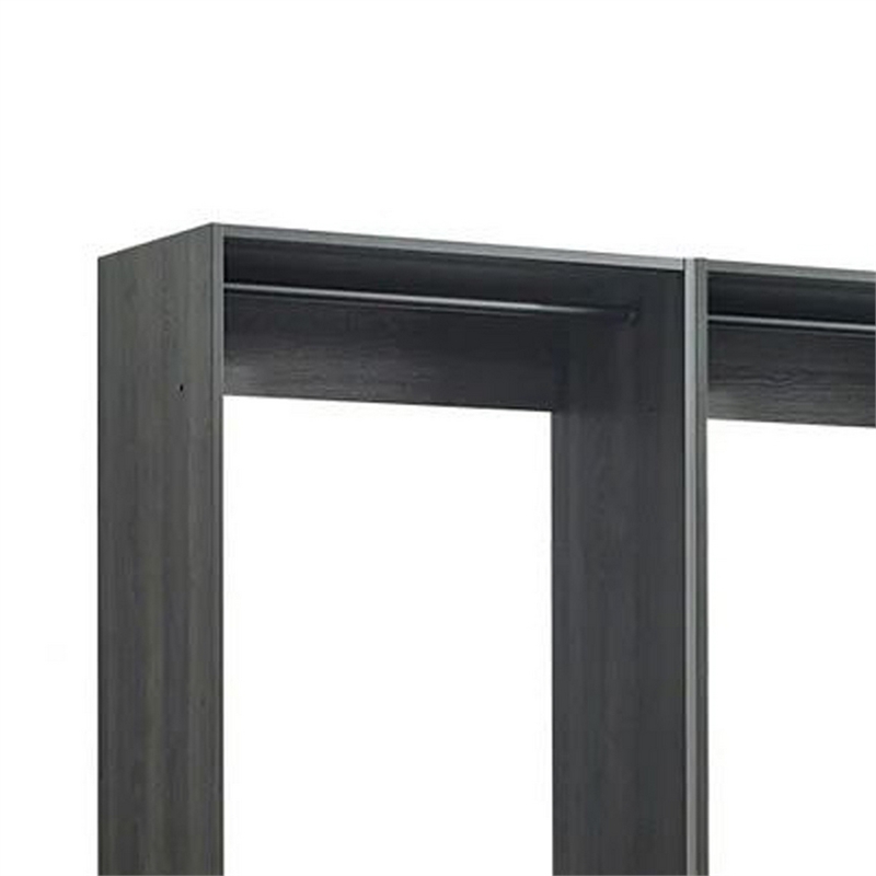 Benjara Dee Modular Freestanding Closet System- 6 Shelves- 2 Hanging Rods- Gray