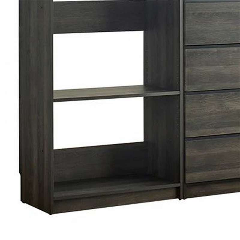 Benjara Dee Modular Freestanding Closet System- 6 Shelves- 2 Hanging Rods- Gray