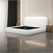 Benjara Cid Iser King Bed-Ivory Polyester Upholstery-Foam Filling-Metal Frame