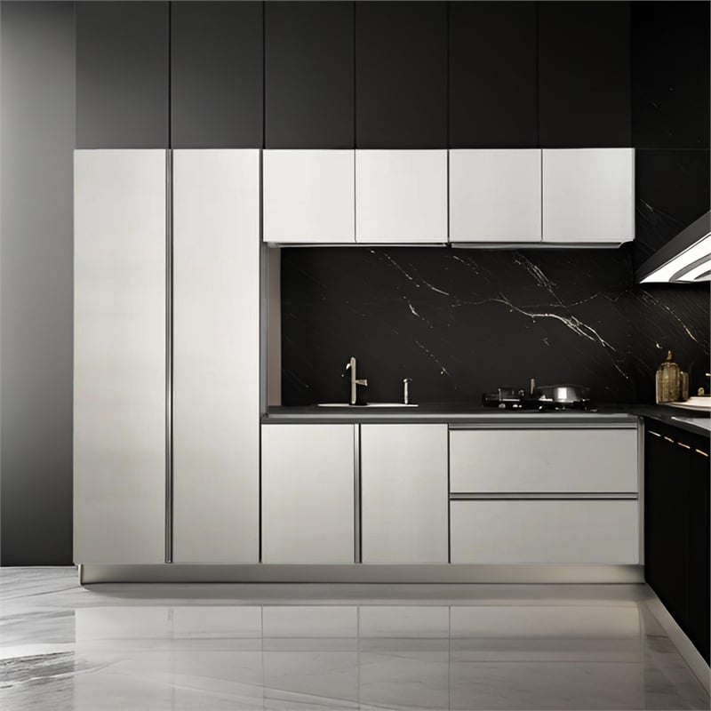 Benjara Osy 6pc Wall Mounted Utility Garage Cabinets- Drawers and Doors- Gray