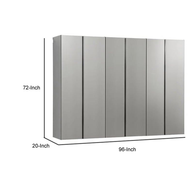 Benjara Osy 3pc Wall Mounted Garage Utility Cabinets- Shelves- Double Door- Gray