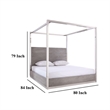 Benjara Cid Anvi Platform King Bed- Stainless Steel Canopy- Gray Elm Veneer