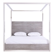 Benjara Cid Anvi Platform King Bed- Stainless Steel Canopy- Gray Elm Veneer