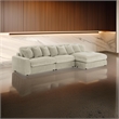 Benjara Lain 3pc Sectional Sofa with Reversible Chaise-8 PIllows-Beige Corduroy