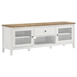 Benjara TV Entertainment Console with 2 Media Towers- White and Brown Solid Wood