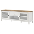 Benjara TV Entertainment Console with 2 Media Towers- White and Brown Solid Wood