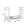 Benjara TV Entertainment Console with 2 Media Towers- White and Brown Solid Wood