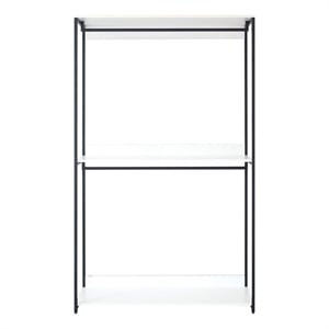Benjara Cox Modular Closet System-3 Wide White Board Shelves & Black Metal Frame