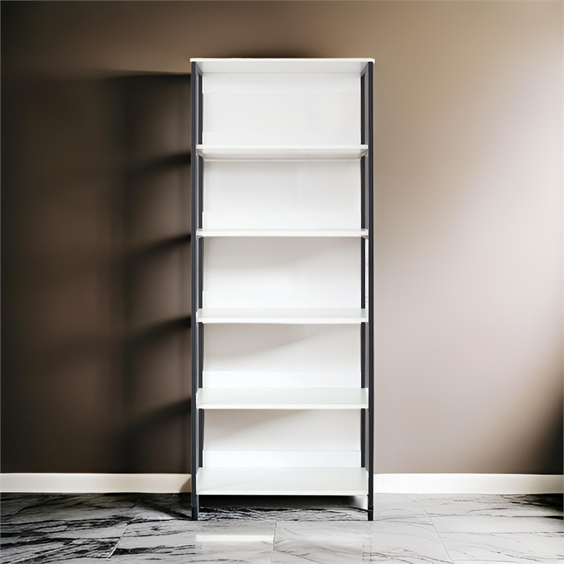 Benjara Cox Tall Modular Closet System- 5 Storage Shelves and Black Metal Frame