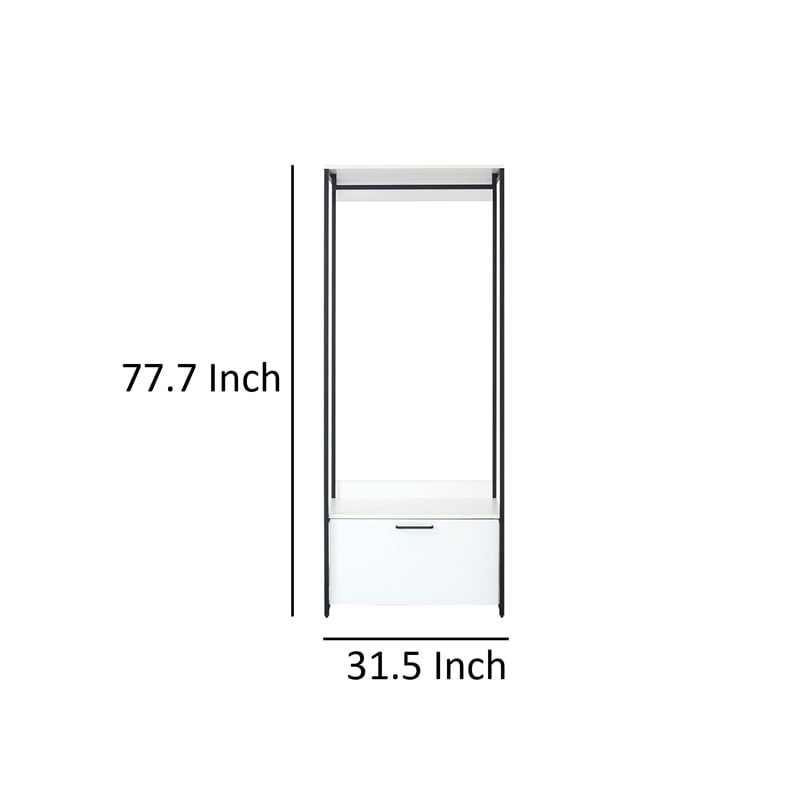 Benjara Cox Modular Closet System w/ 1 Storage Drawer - Black Metal Frame