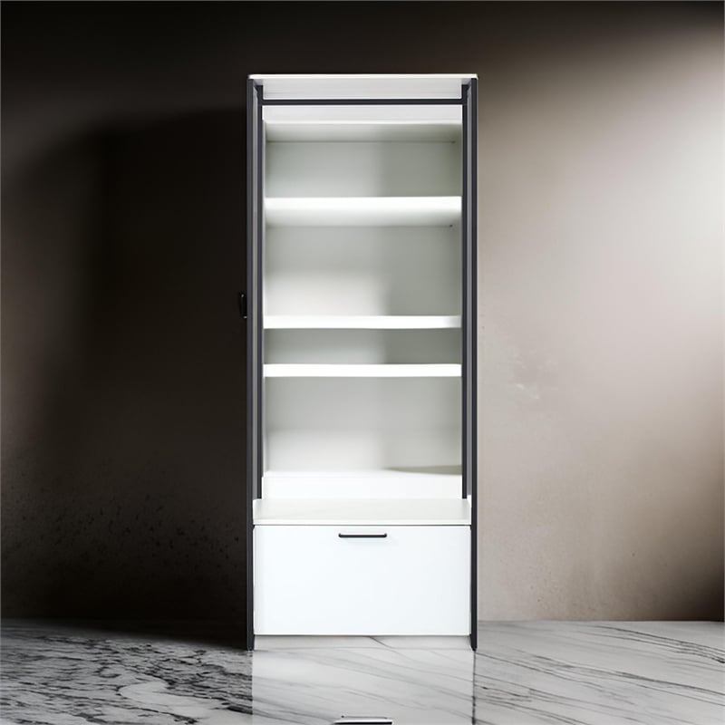 Benjara Cox Modular Closet System w/ 1 Storage Drawer - Black Metal Frame