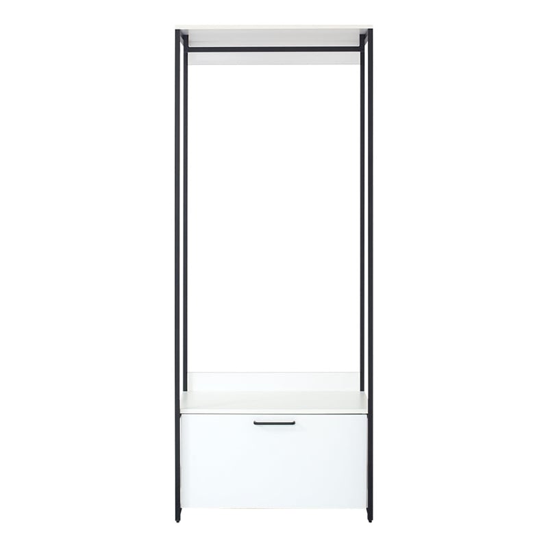 Benjara Cox Modular Closet System w/ 1 Storage Drawer - Black Metal Frame