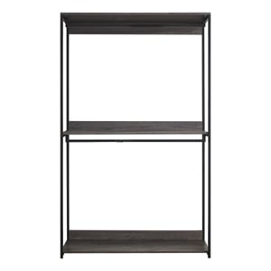 Benjara Gin Wide Modular Closet System- 3 Gray Shelves- 2 Hanging Rods- Black