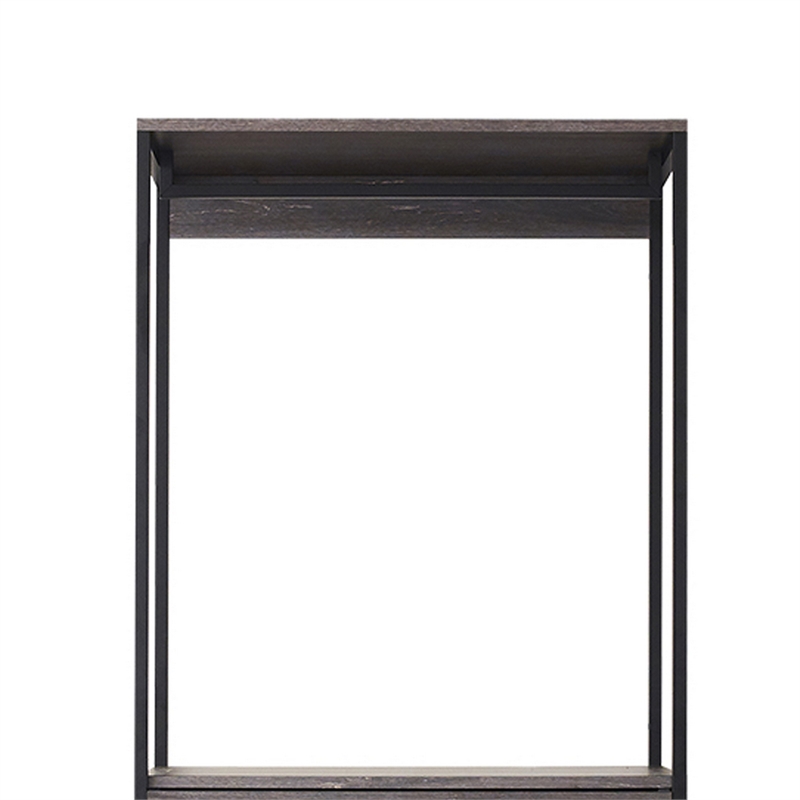 Benjara Gin Modular Closet System- 3 Rustic Gray Drawers- 1 Hanging Rod- Black