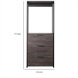 Benjara Gin Modular Closet System- 3 Rustic Gray Drawers- 1 Hanging Rod- Black