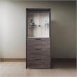 Benjara Gin Modular Closet System- 3 Rustic Gray Drawers- 1 Hanging Rod- Black
