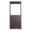Benjara Gin Modular Closet System- 3 Rustic Gray Drawers- 1 Hanging Rod- Black