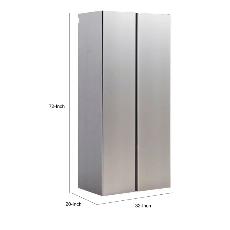 Benjara Osy Wall Mounted Tall Storage Garage Cabinet-4 Shelves-Double Door-Gray