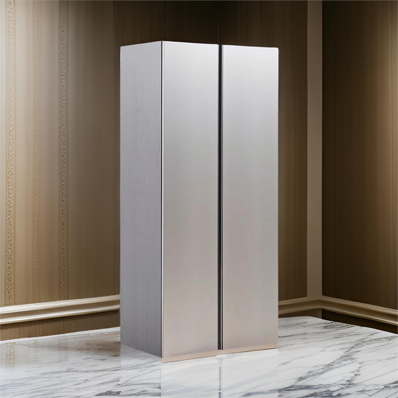 Benjara Osy Wall Mounted Tall Storage Garage Cabinet-4 Shelves-Double Door-Gray