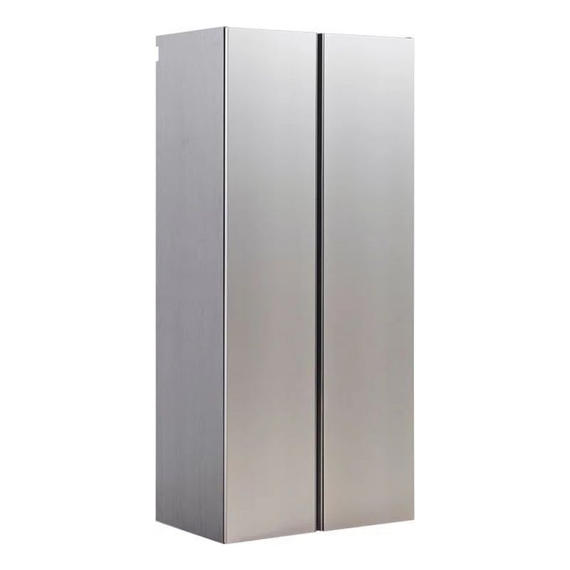 Benjara Osy Wall Mounted Tall Storage Garage Cabinet-4 Shelves-Double Door-Gray